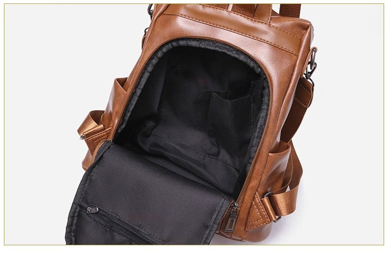 PU Leather Backpack with Essential Detail