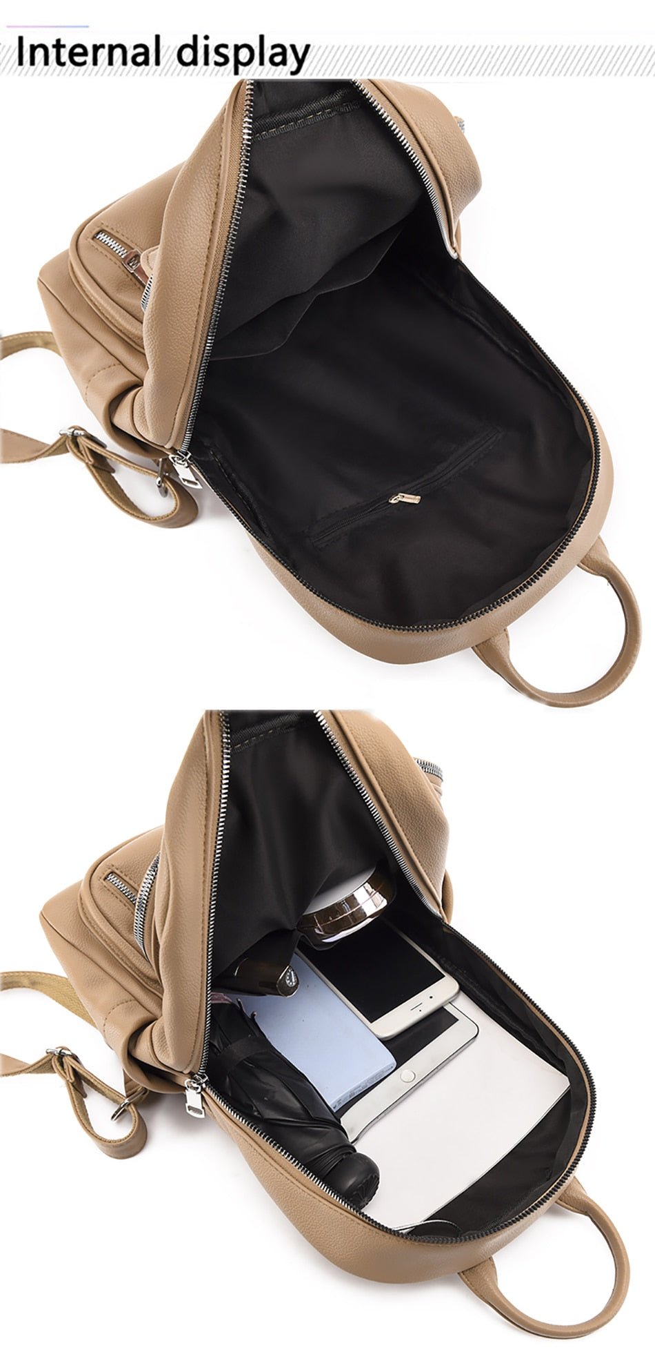 Leather Backpack with Round Detail