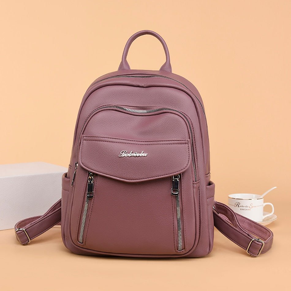 Leather Backpack with Round Detail