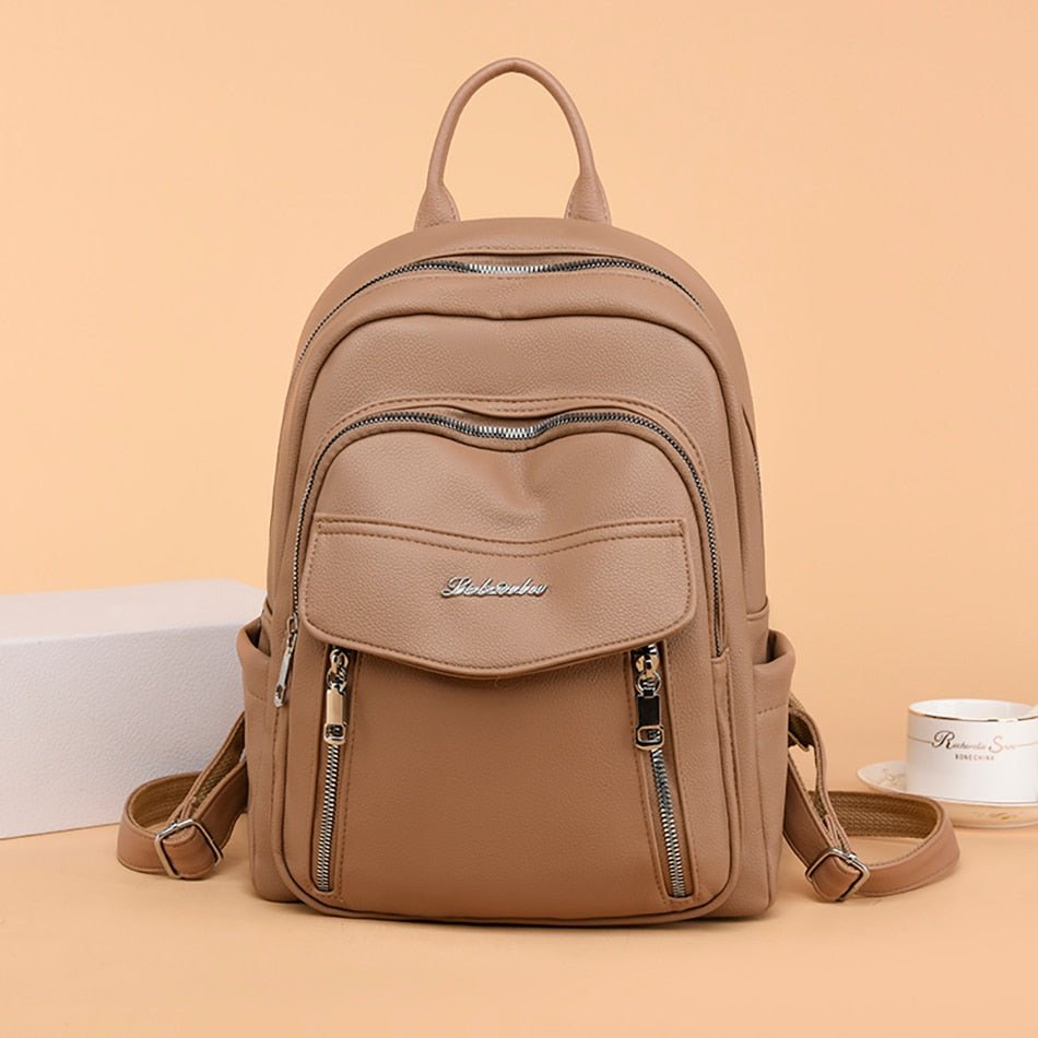 Leather Backpack with Round Detail