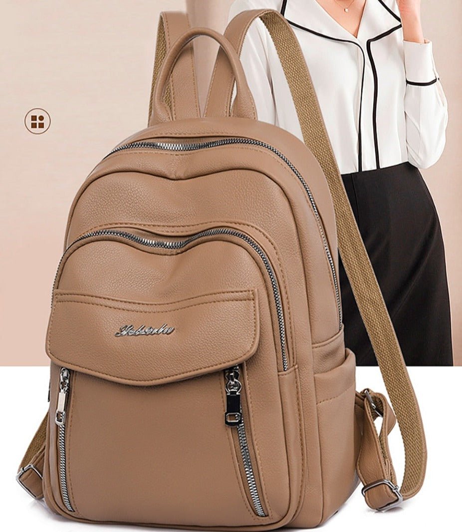 Leather Backpack with Round Detail