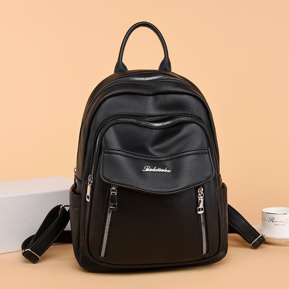 Leather Backpack with Round Detail