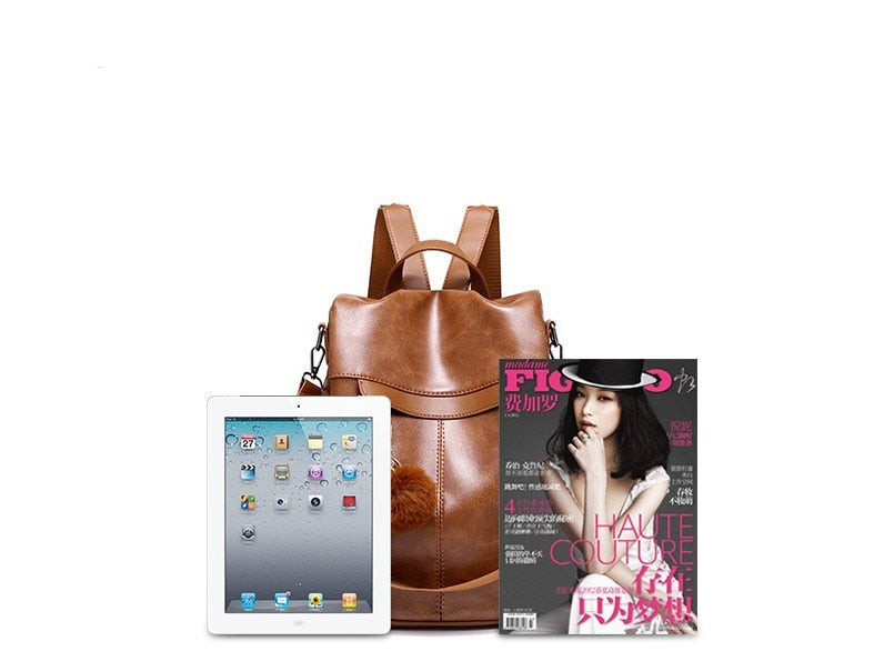 PU Leather Backpack with Essential Detail