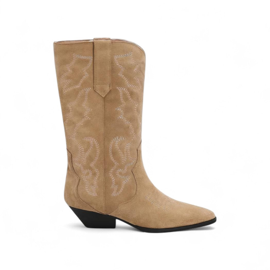 The Everyday Patterned Brown Suede Western Boots