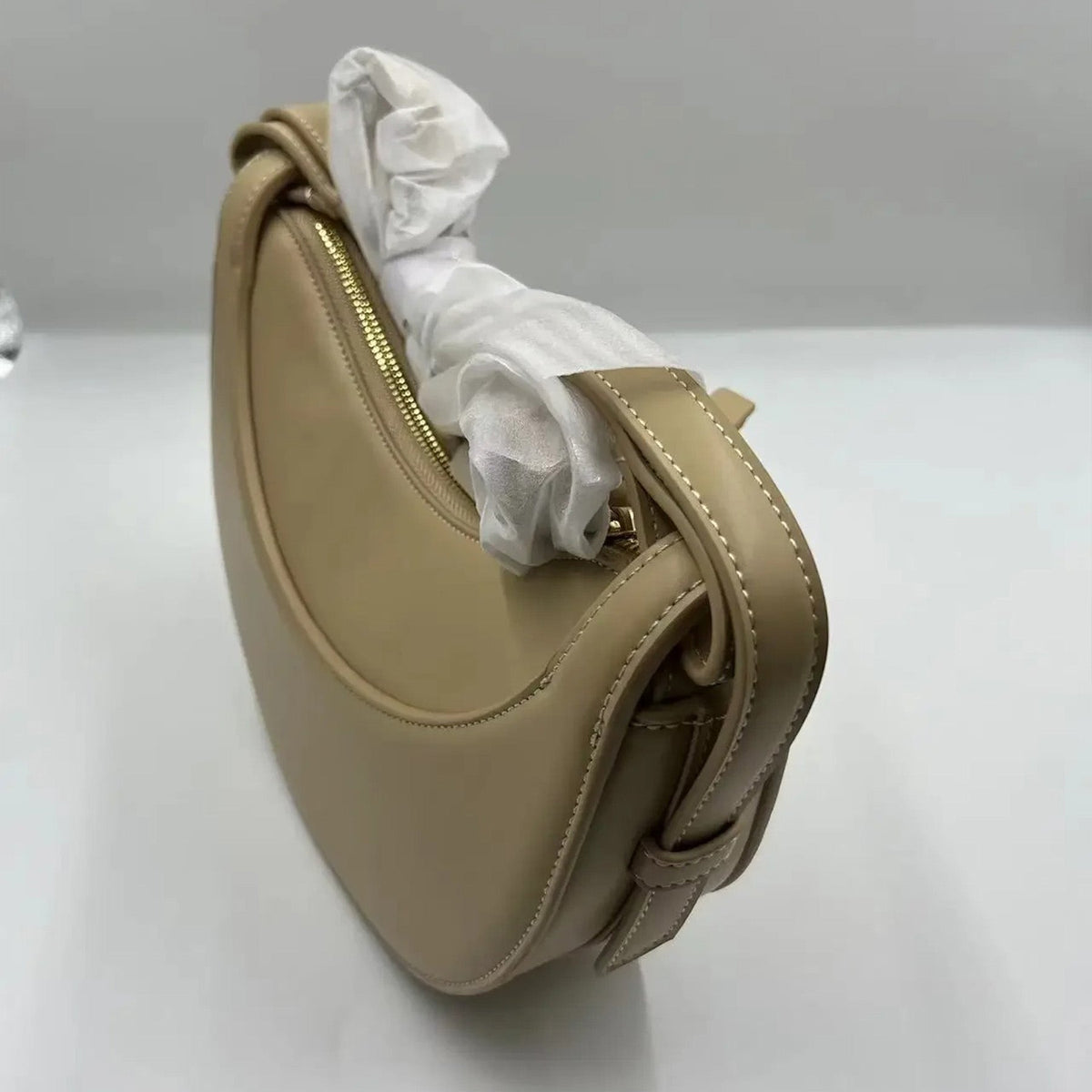 Sculpted Genuine Leather Hobo Bag