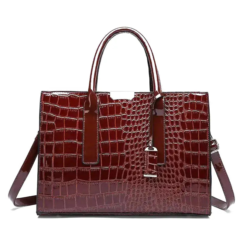 Statement Ambrosine Croc-Embossed Leather Shoulder Bag