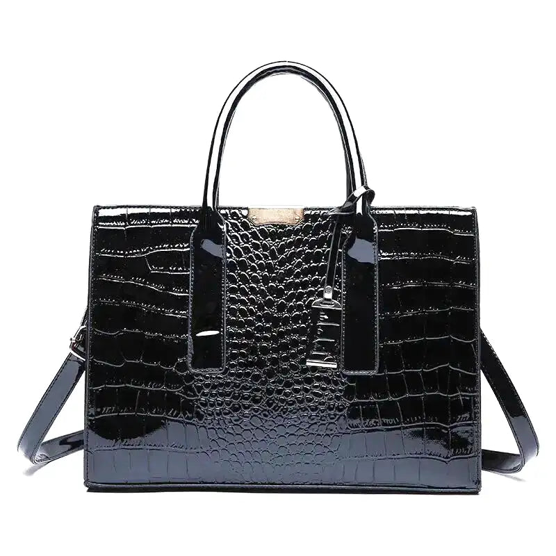 Statement Ambrosine Croc-Embossed Leather Shoulder Bag