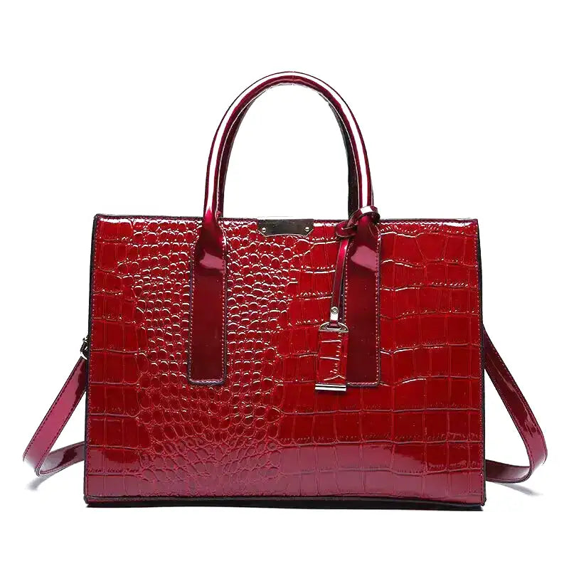 Statement Ambrosine Croc-Embossed Leather Shoulder Bag