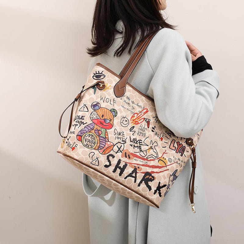 Graffiti-Print Tote Bag