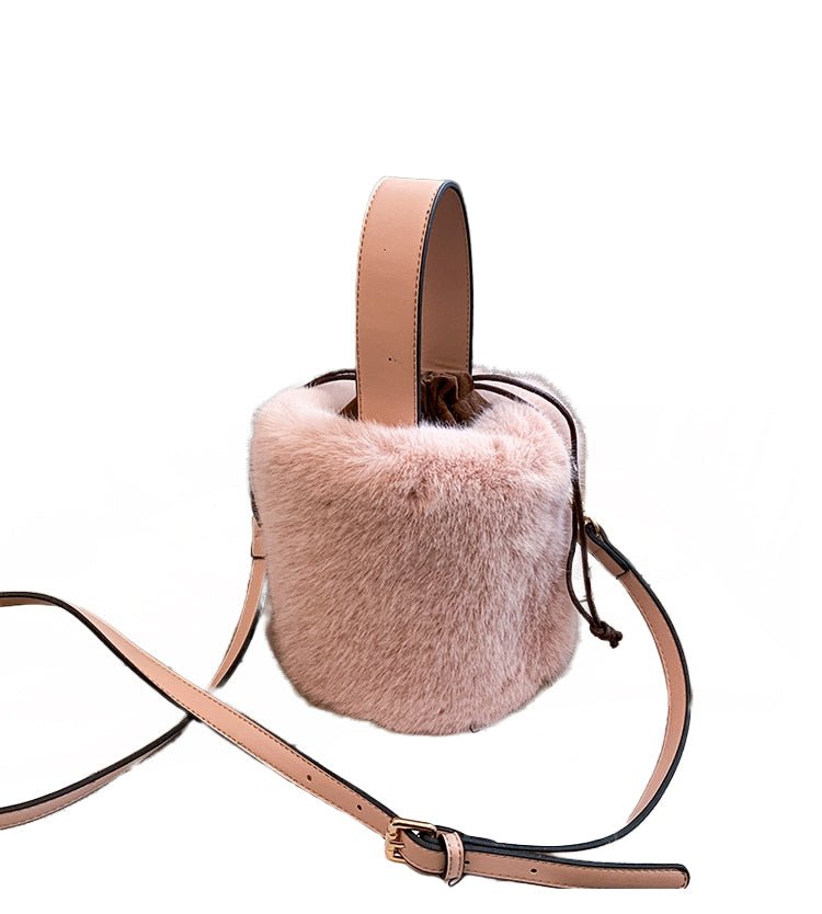 Faux Fur Bucket Bag with Mini Detail