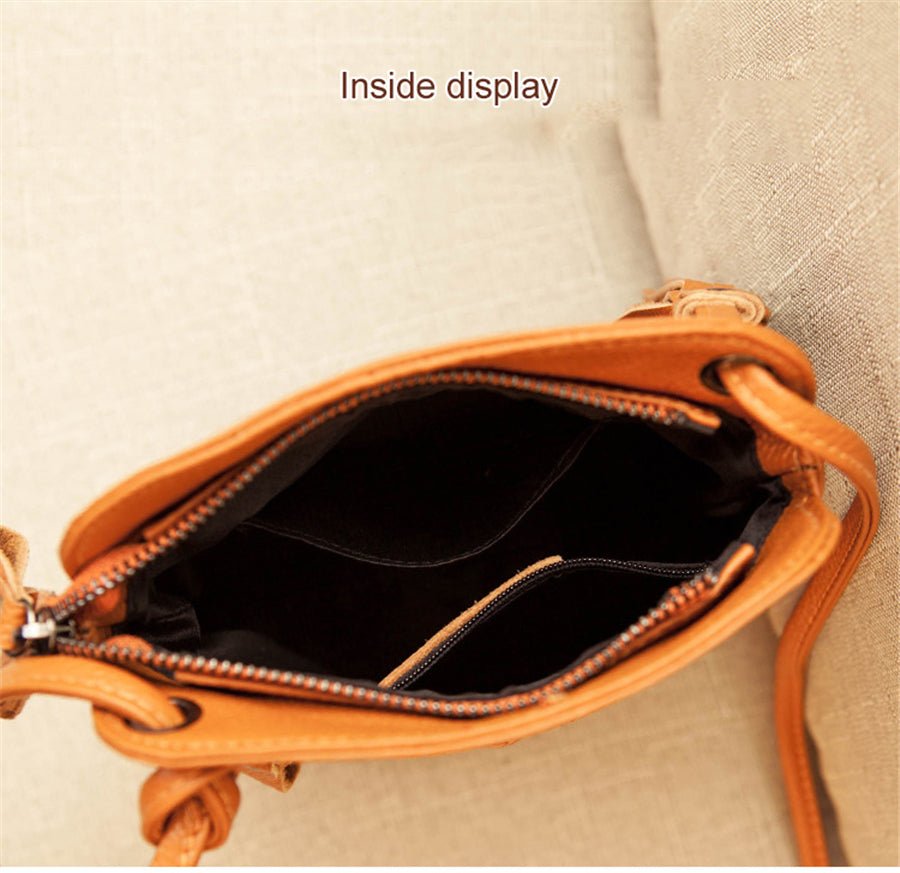 Genuine Leather Crossbody Bag with Mini Detail
