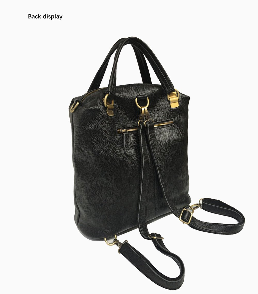 Genuine Leather Backpack with Anti-Theft Detail