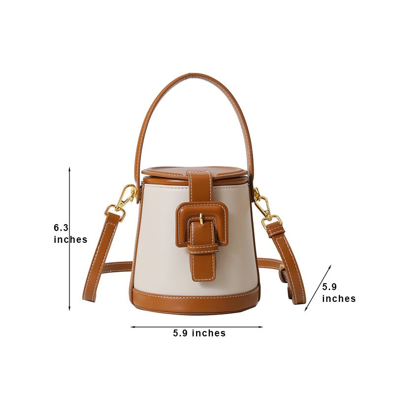 Box-Shape Genuine Leather Crossbody Bag