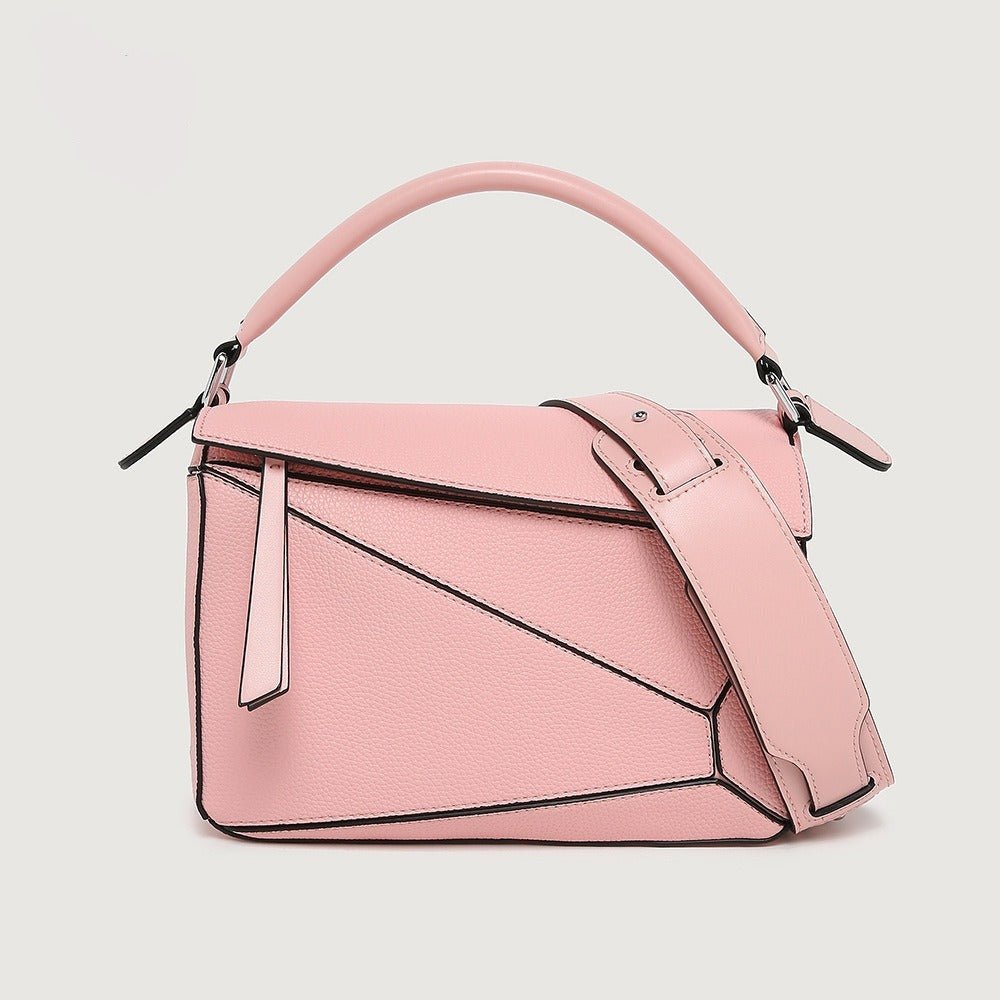 PU Leather Shoulder Bag with Geometric Detail