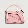 PU Leather Shoulder Bag with Geometric Detail