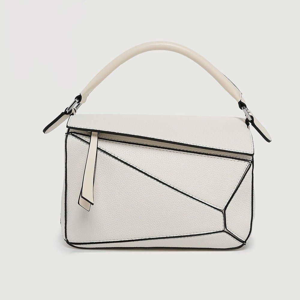 PU Leather Shoulder Bag with Geometric Detail