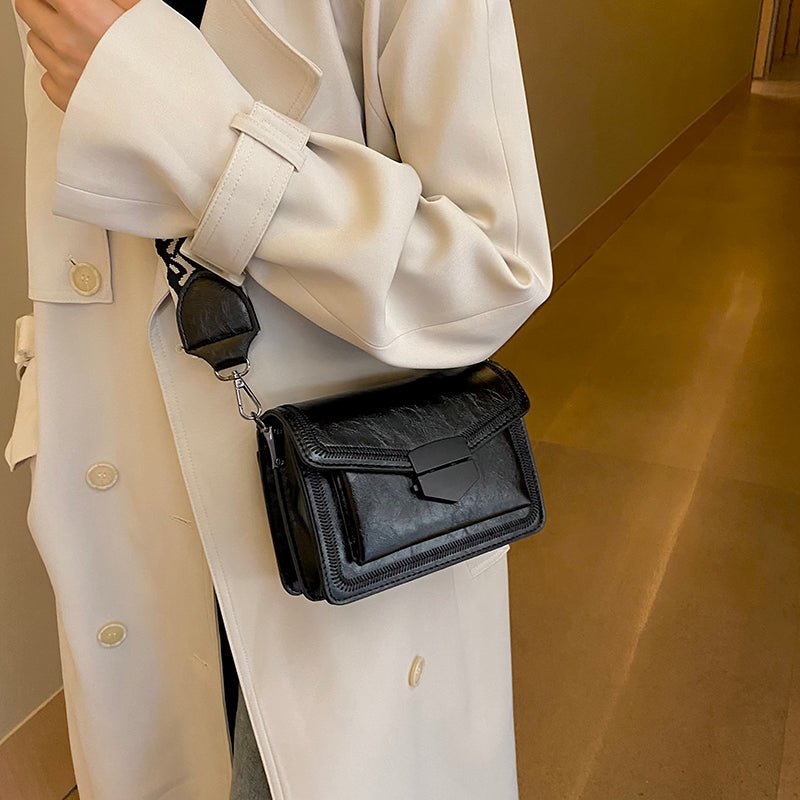 PU Leather Shoulder Bag with Structured Detail