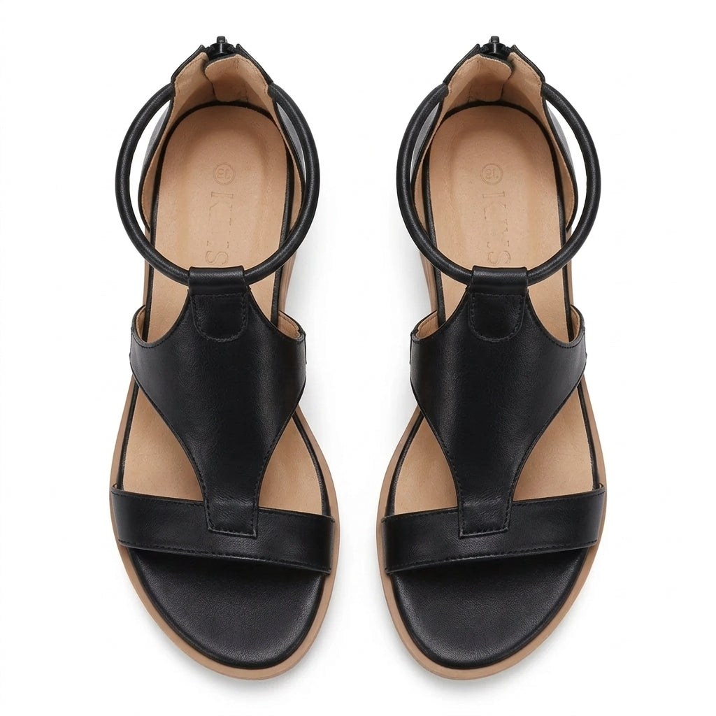 Effortless T-Strap Wedges with Back Zip