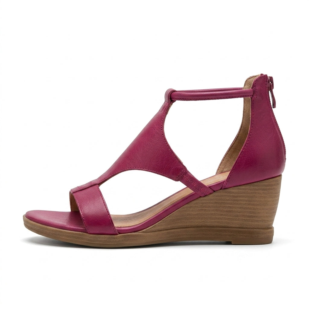 Effortless T-Strap Wedges with Back Zip