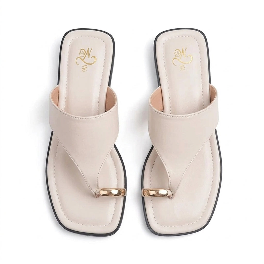 Polished Tessaly Square-Toe Leather Thong Sandals
