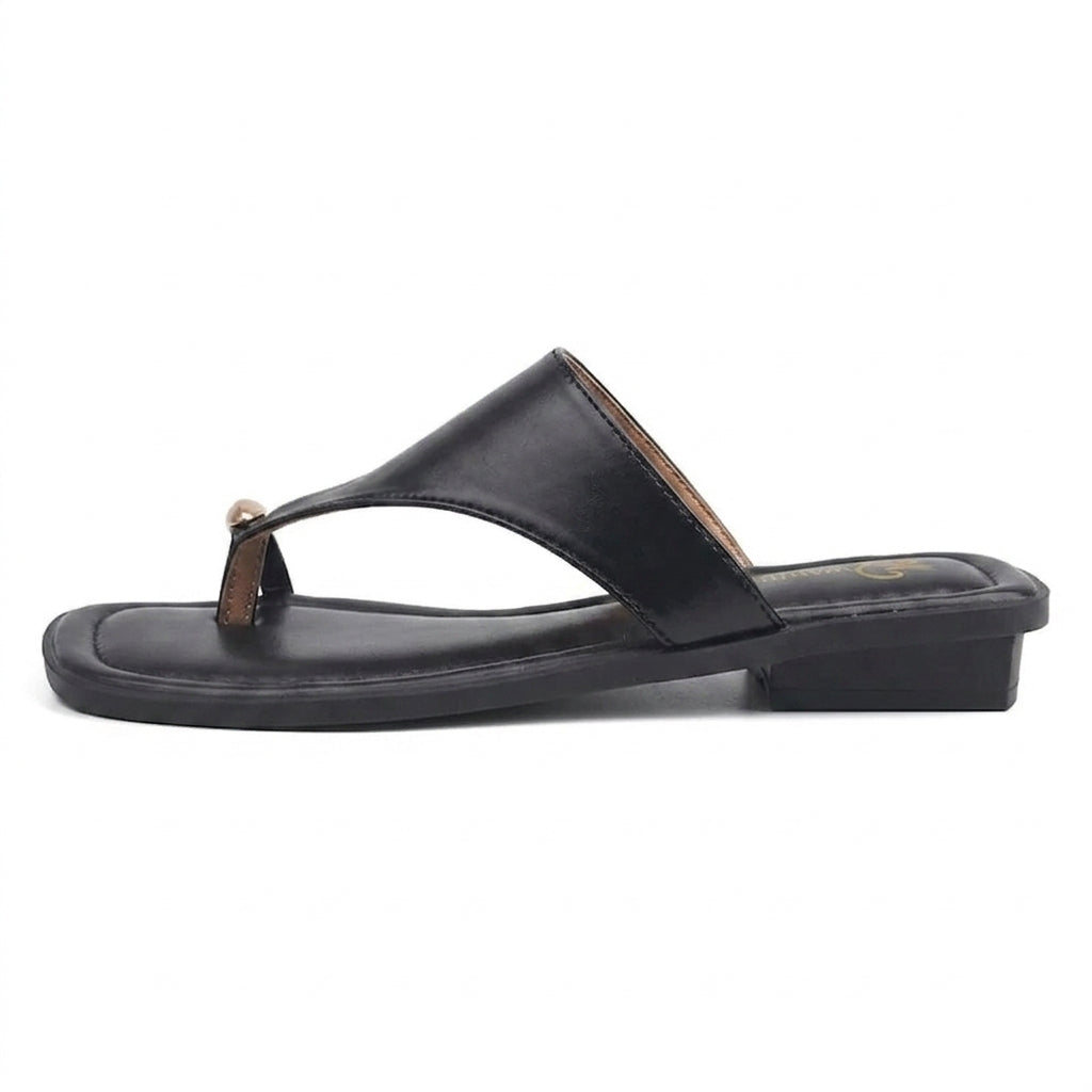 Polished Tessaly Square-Toe Leather Thong Sandals