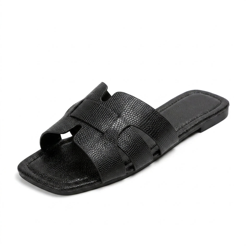 Effortless Structured-Strap Flat Mules