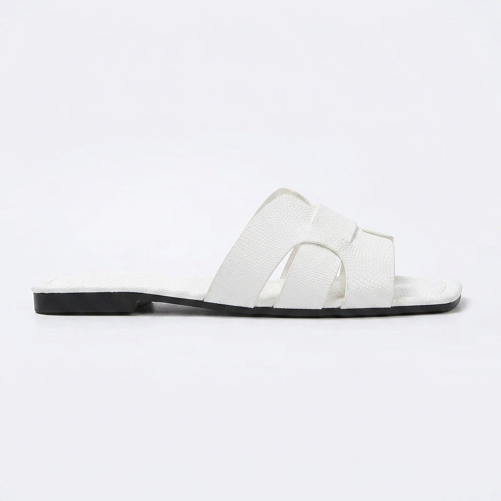 Effortless Structured-Strap Flat Mules