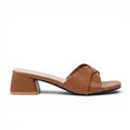 Sleek Fabienne Square-Heel Leather Mules