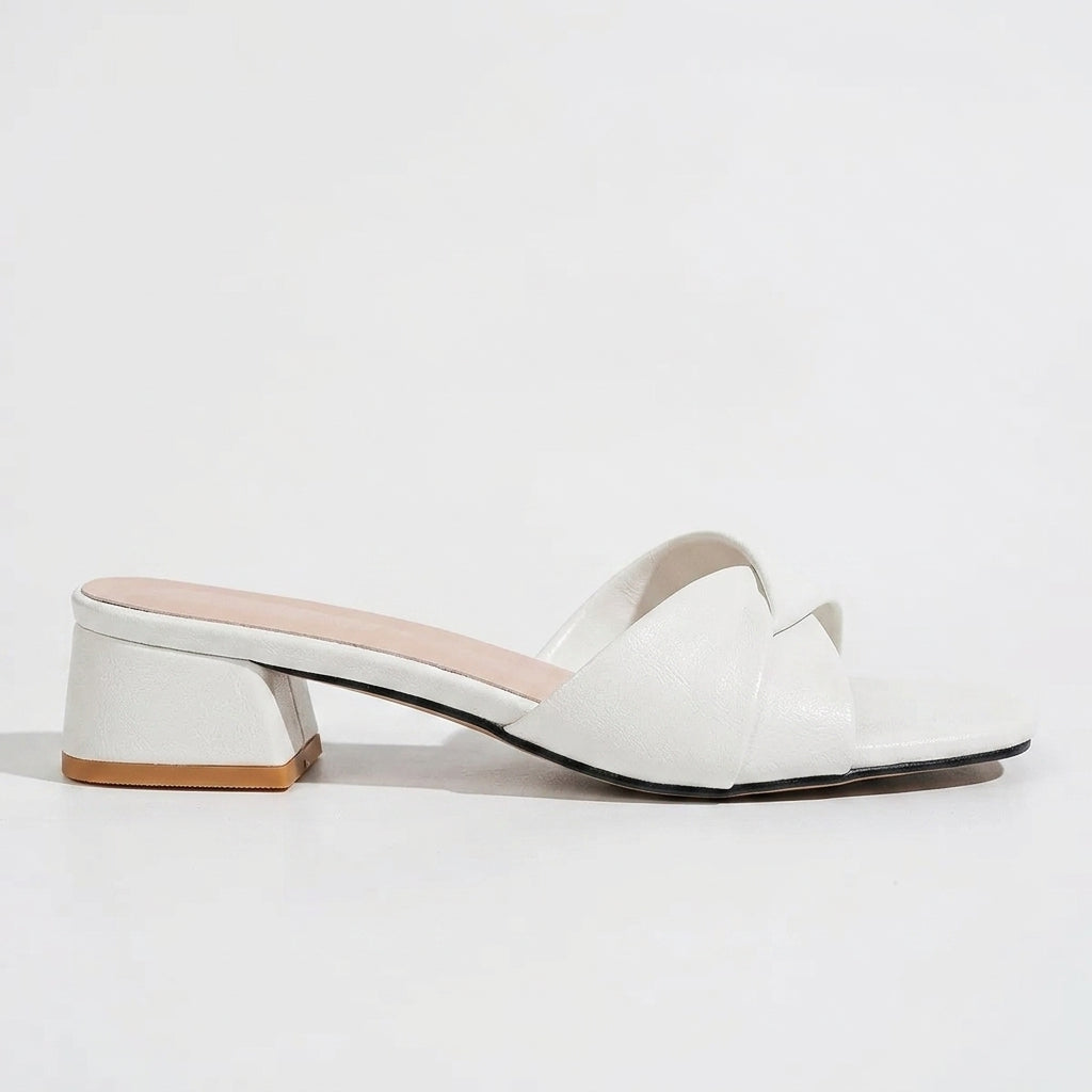 Sleek Fabienne Square-Heel Leather Mules