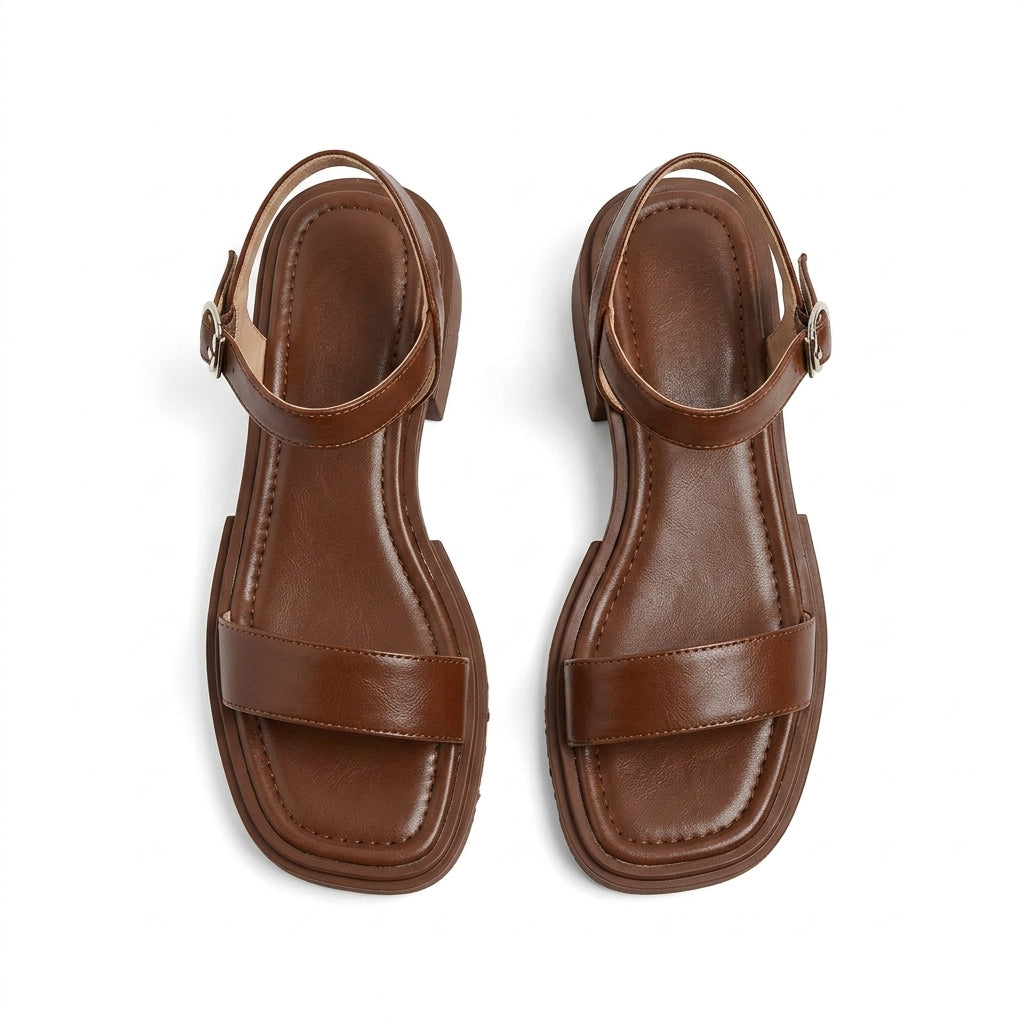 Understated Low-Heel Ankle-Strap Sandals