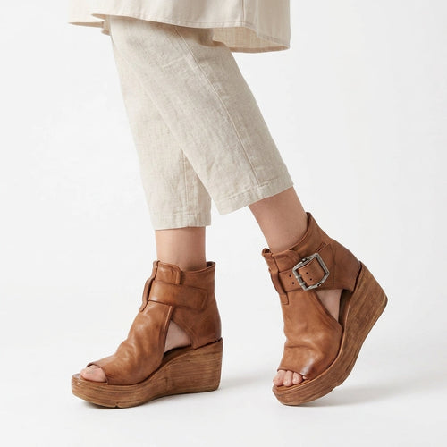 Bold Boho Leather Wedge Sandals
