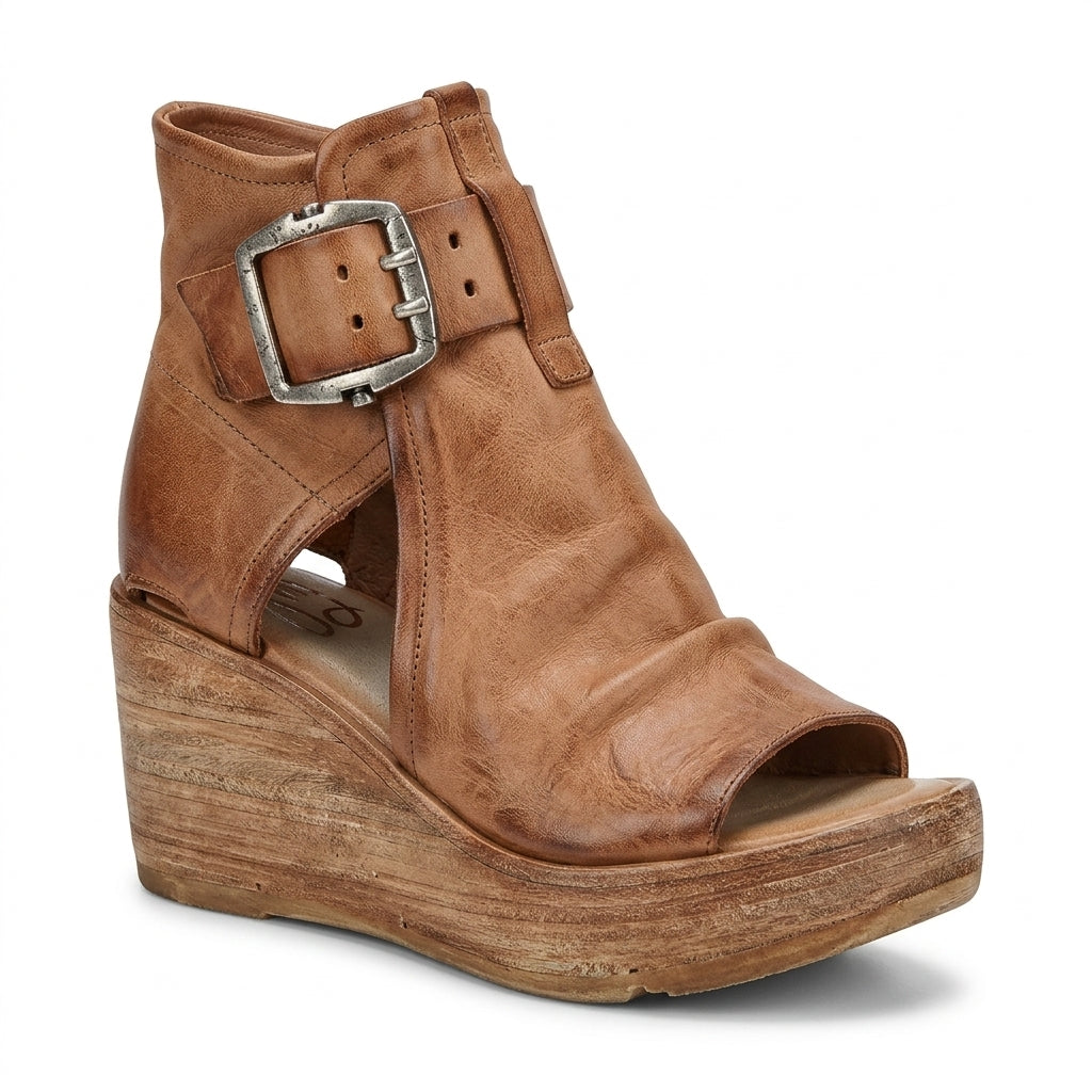 Bold Boho Leather Wedge Sandals
