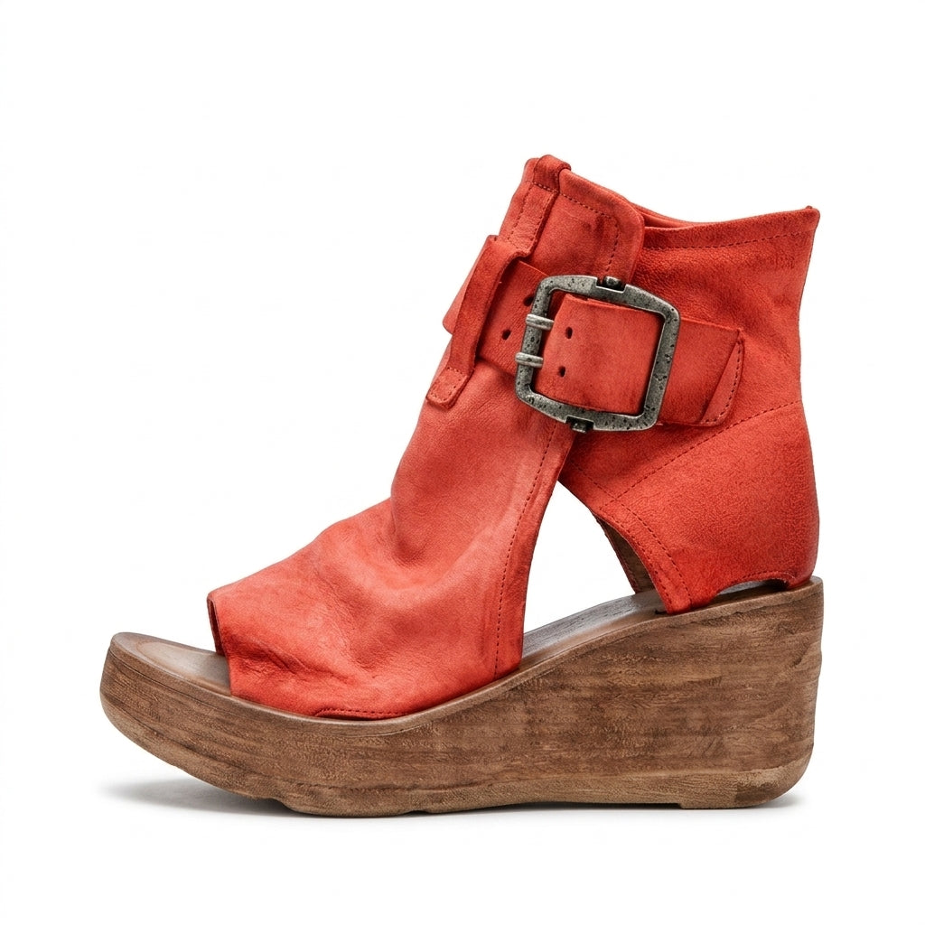 Bold Boho Leather Wedge Sandals