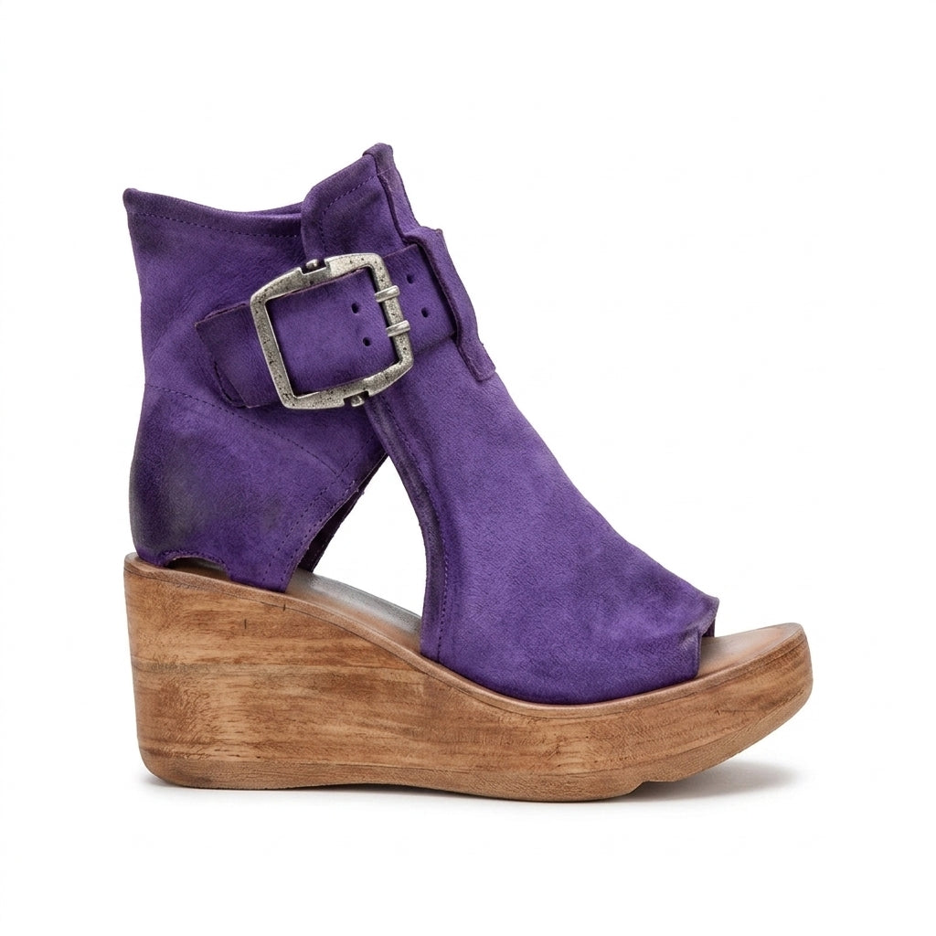Bold Boho Leather Wedge Sandals