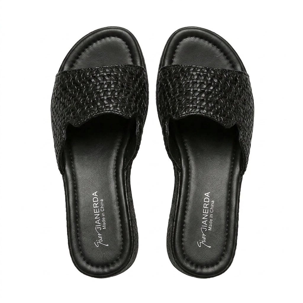 Bold Oriel Black Braided Platform Wedges