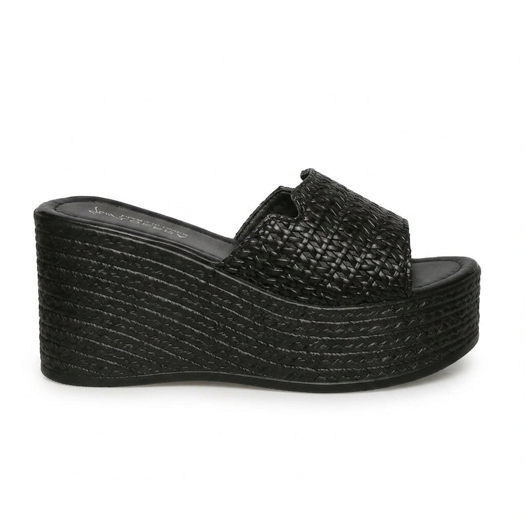 Bold Oriel Black Braided Platform Wedges