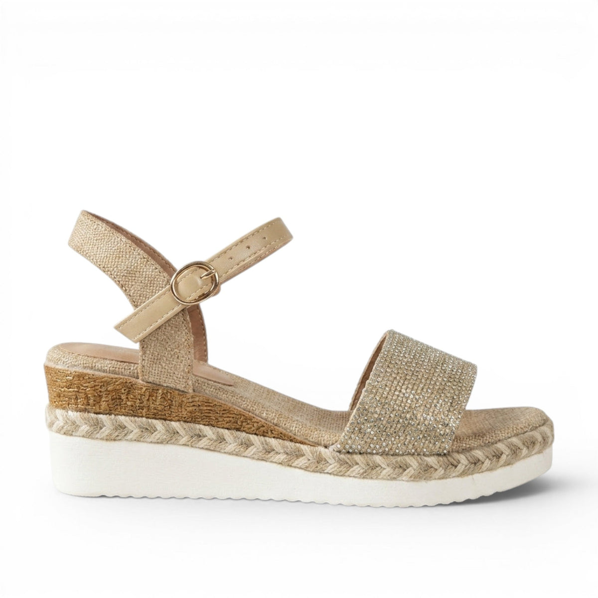 City-Ready Ankle-Strap Espadrille Wedges