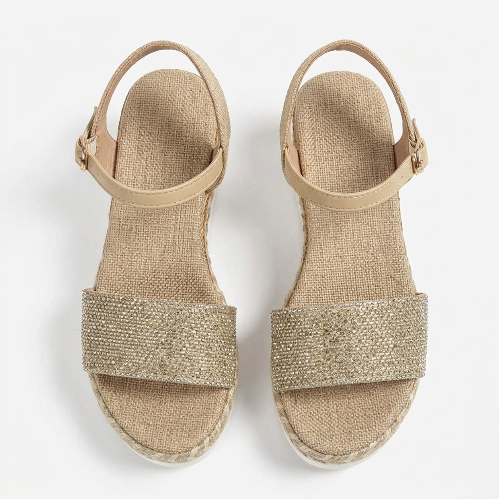 City-Ready Ankle-Strap Espadrille Wedges