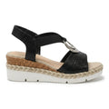 Polished Metal-Buckle Espadrille Wedges