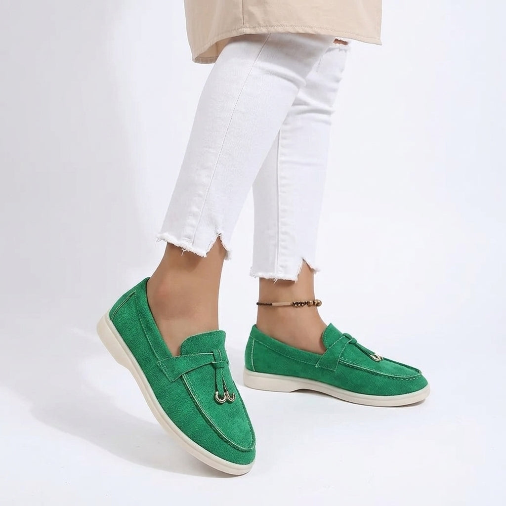 Signature Delaney Green Suede Loafers