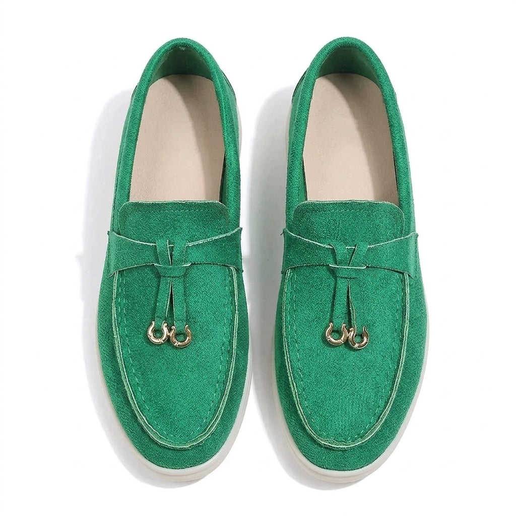 Signature Delaney Green Suede Loafers