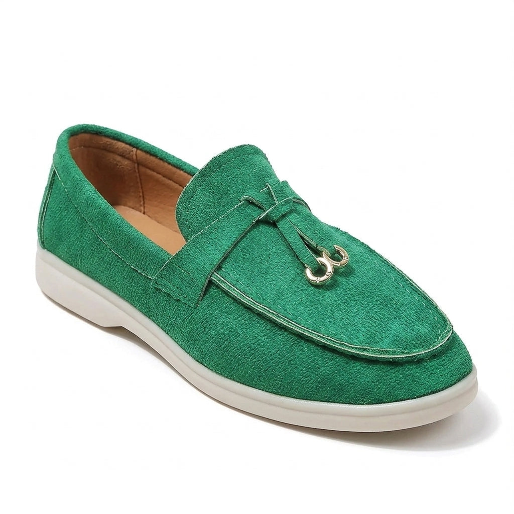 Signature Delaney Green Suede Loafers