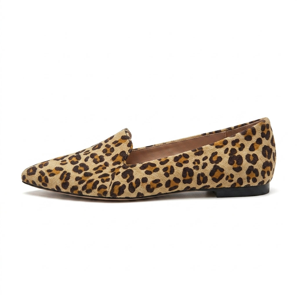 Modern Suede Loafers with Leopard Print