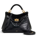 Bold Croc-Effect Leather Shoulder Bag