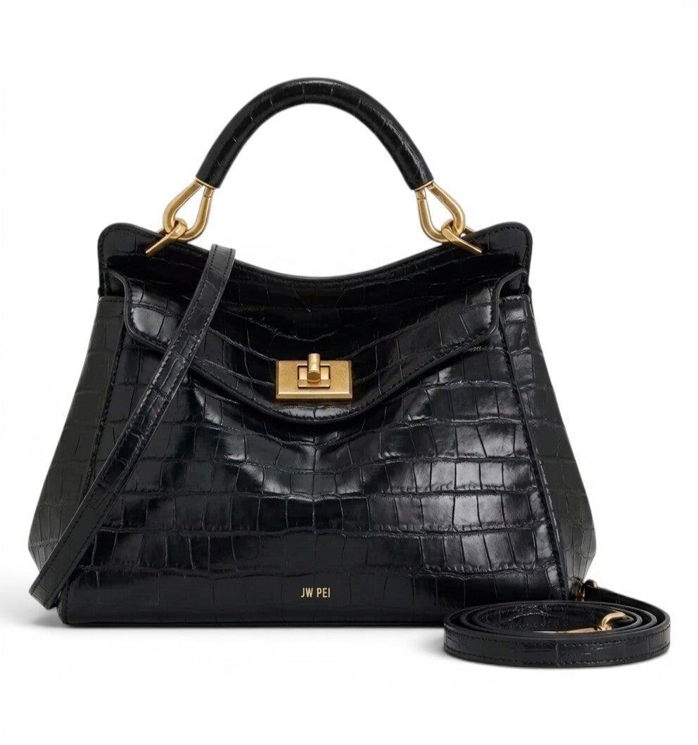 Bold Croc-Effect Leather Shoulder Bag