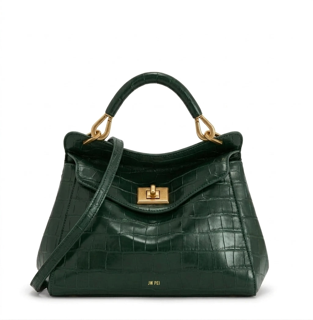 Bold Croc-Effect Leather Shoulder Bag