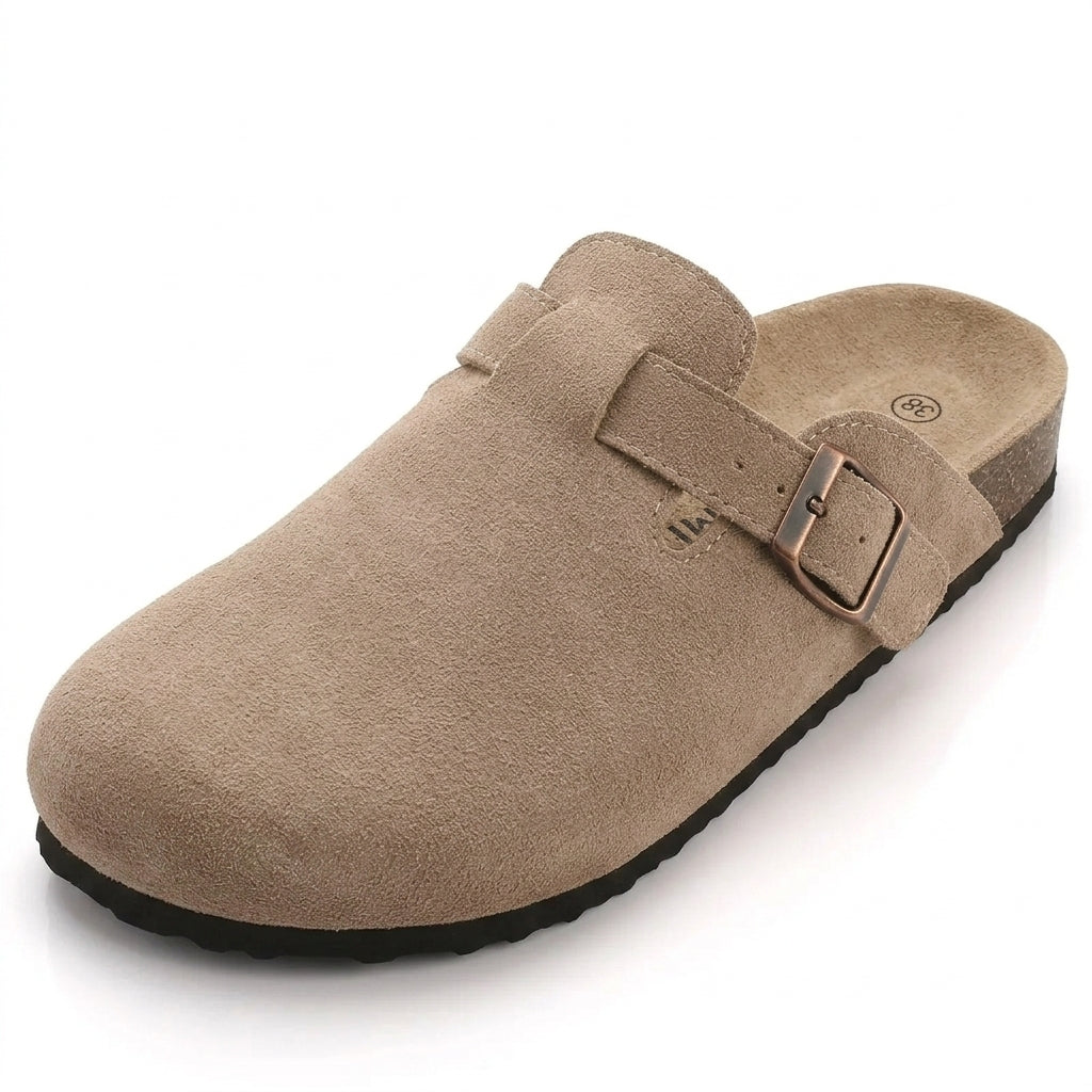 Essential Persephone Buckle-Strap Suede Mules