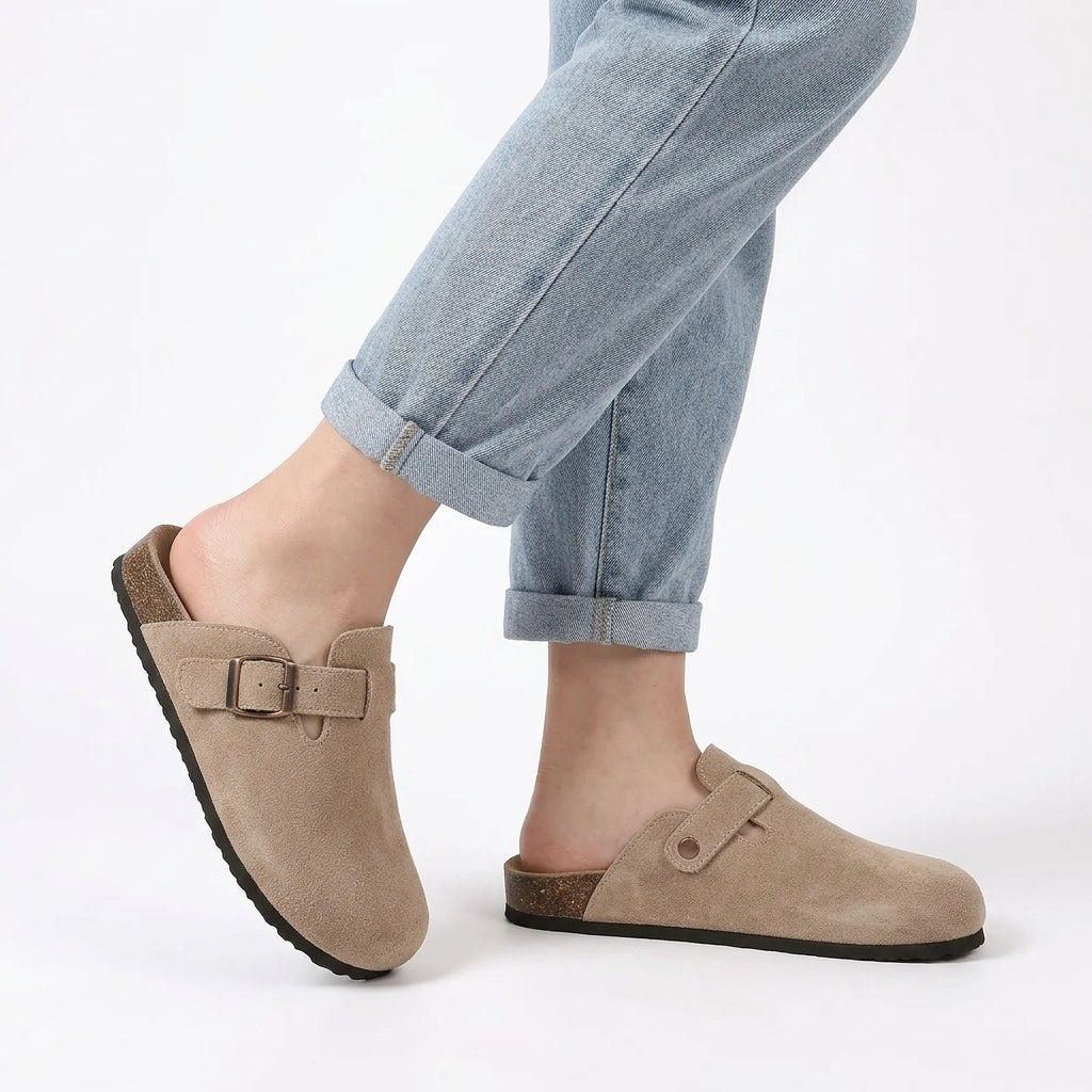 Essential Persephone Buckle-Strap Suede Mules