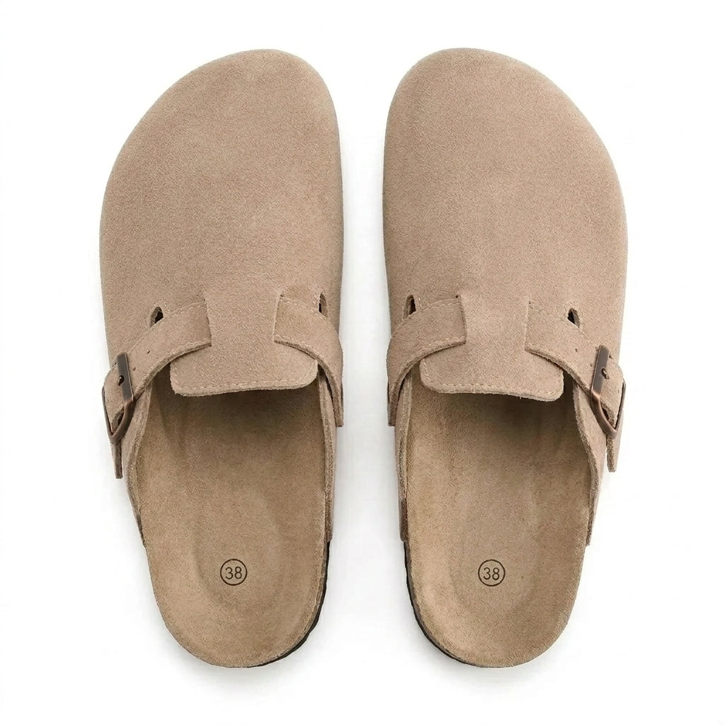 Essential Persephone Buckle-Strap Suede Mules