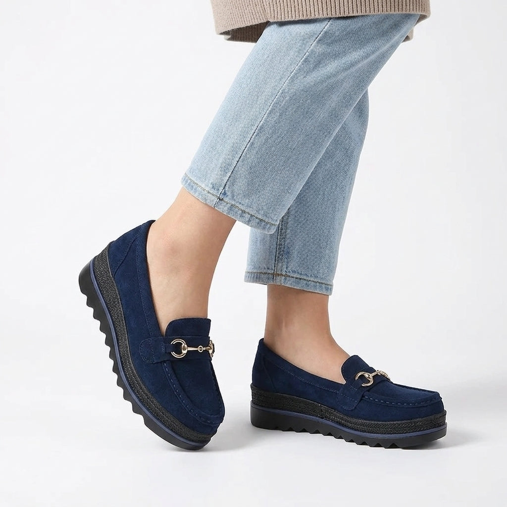 Effortless Suede Wedge Loafers